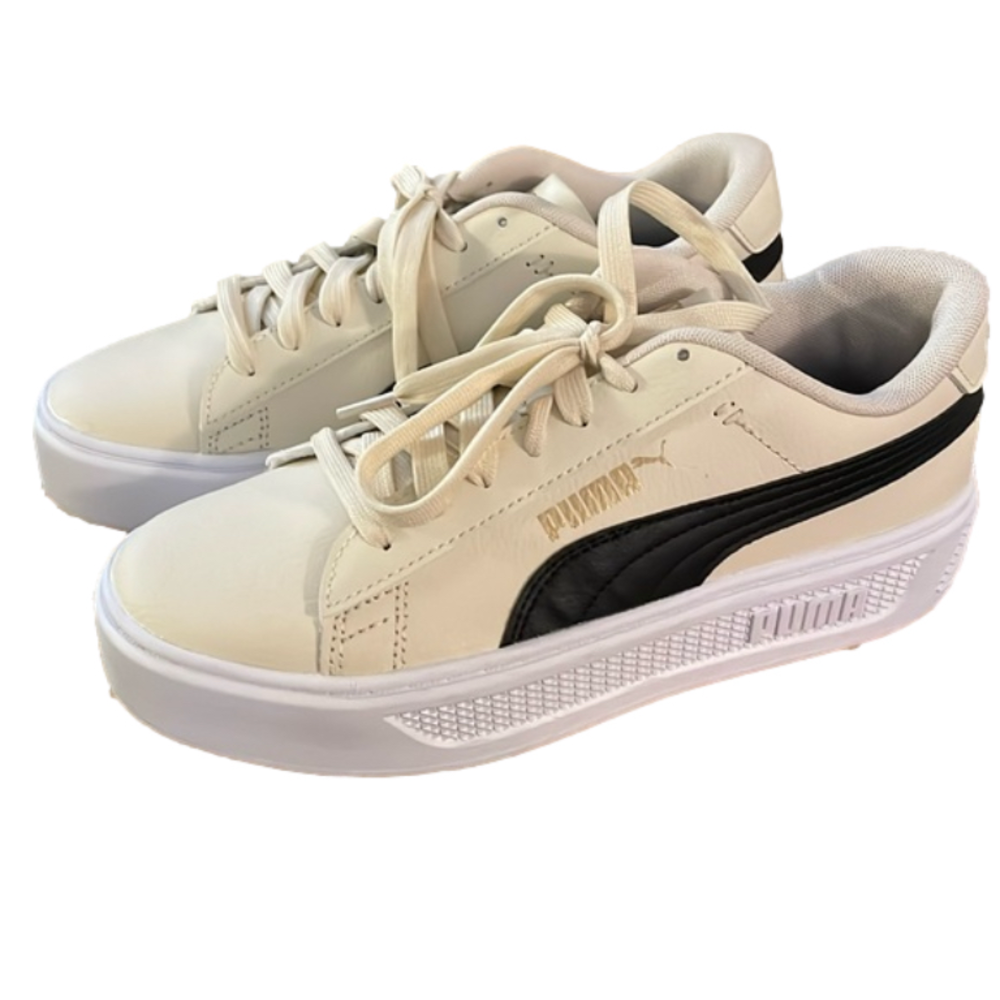 NWOT PUMA CREAM BLACK WOMEN PLATFORM SNEAKERS SIZE 7.5